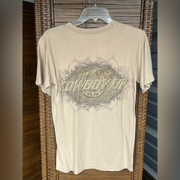 Cowboy Up Men Shirt Small Gray Logo Rodeo Short Sleeve Tee - Picture 4 of 5